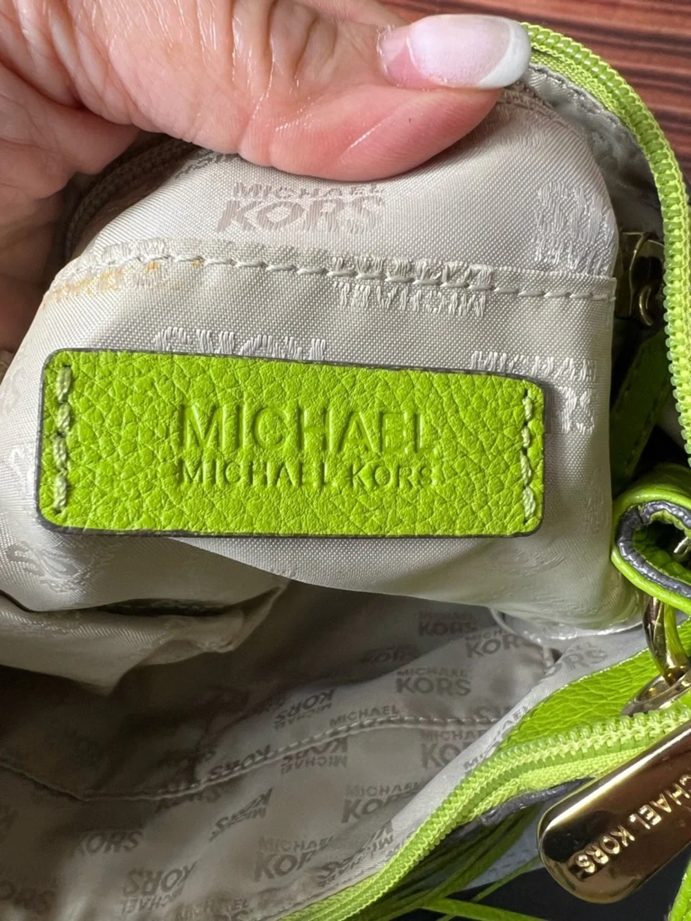 Michael Kors Neon Lime Leather Tassel Shoulder Bag